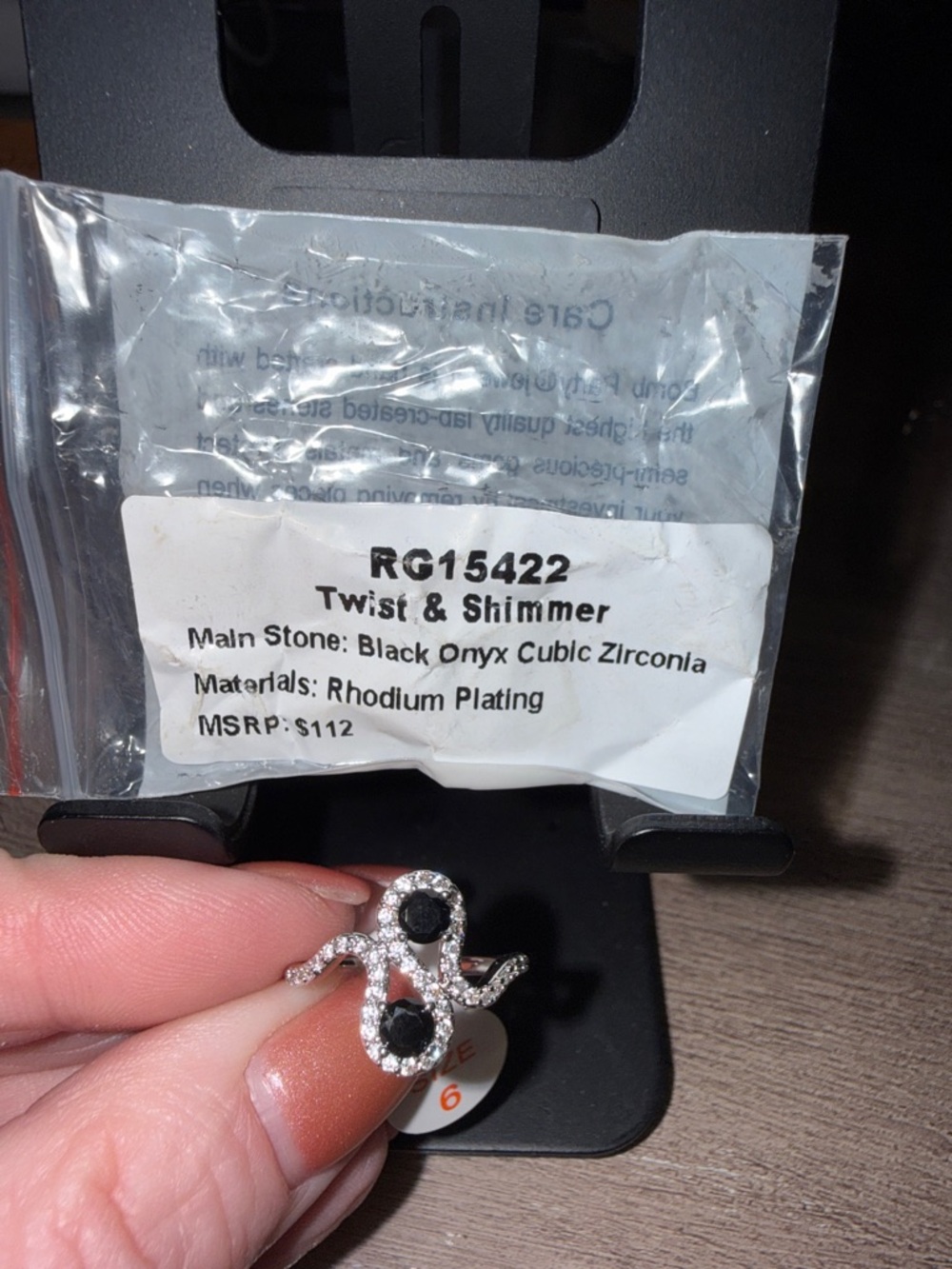 Twist & Shimmer Black Onyx Cubic Zirconia Rhodium Ring